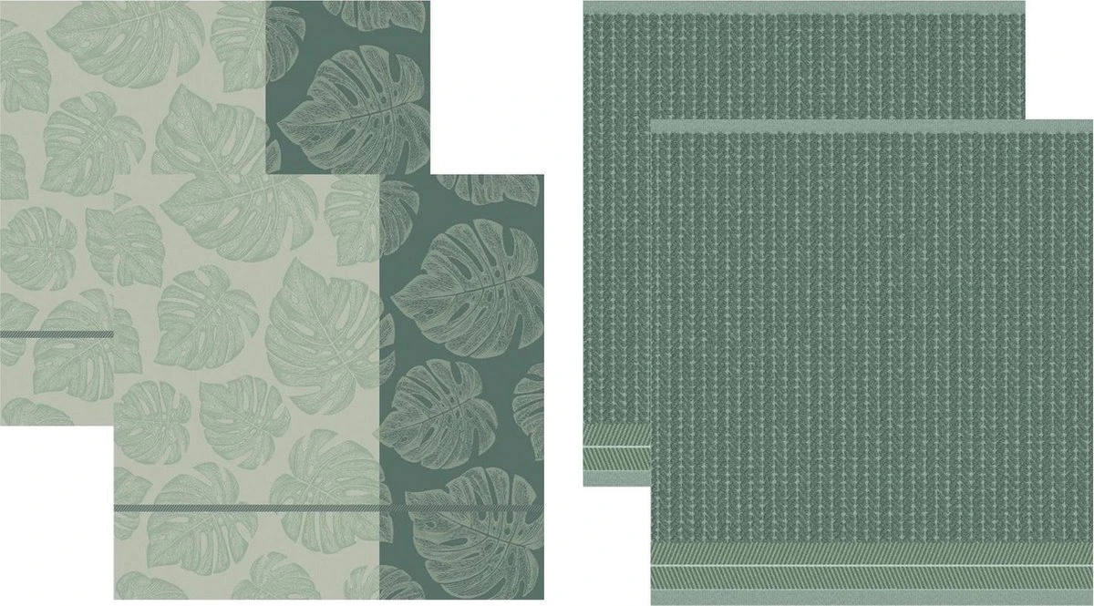 DDDDD Monstera - 2x Theedoek & 2x Keukendoek - Laurel 1 DDDDD Monstera - 2x Theedoek & 2x Keukendoek - Laurel