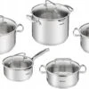 Tefal Duetto+ Pannenset -10 Delig- 5 Pannen - Kookpannenset - Zilver - Afdruipdeksels