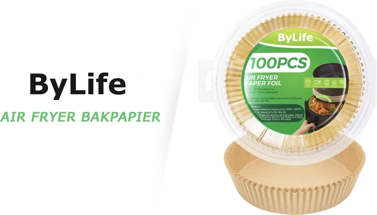 ByLife® Airfryer Bakpapier - Wegwerpbakjes Voor Airfryer - 100 Stuks - 20 CM 2 ByLife® Airfryer Bakpapier - Wegwerpbakjes Voor Airfryer - 100 Stuks - 20 CM - Afbeelding 2