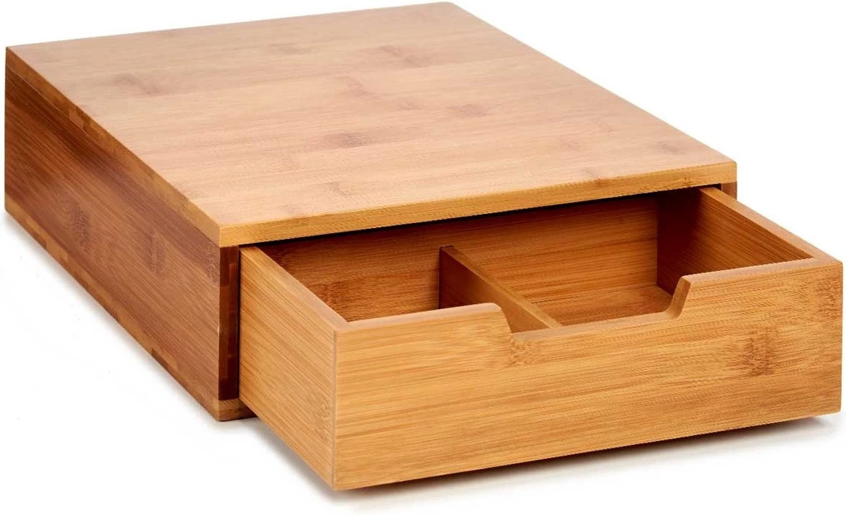 Koffie Cup/capsule Houder/dispenser Lade Bamboe Hout 30 X 30 X 10 Cm - Ladekastje Nespresso/dolce Gusto Cups 2 Koffie Cup/capsule Houder/dispenser Lade Bamboe Hout 30 X 30 X 10 Cm - Ladekastje Nespresso/dolce Gusto Cups - Afbeelding 2