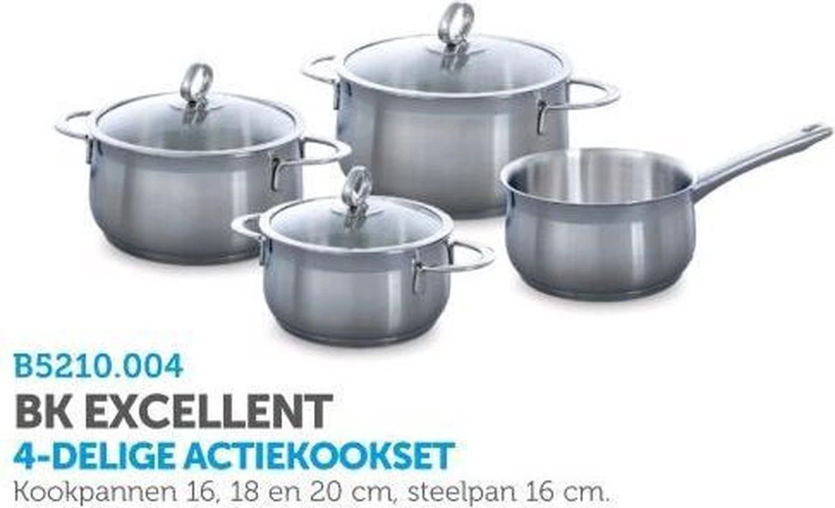 BK Excellent Pannenset - 4-delig - RVS - Inductie 14 BK Excellent Pannenset - 4-delig - RVS - Inductie - Afbeelding 14