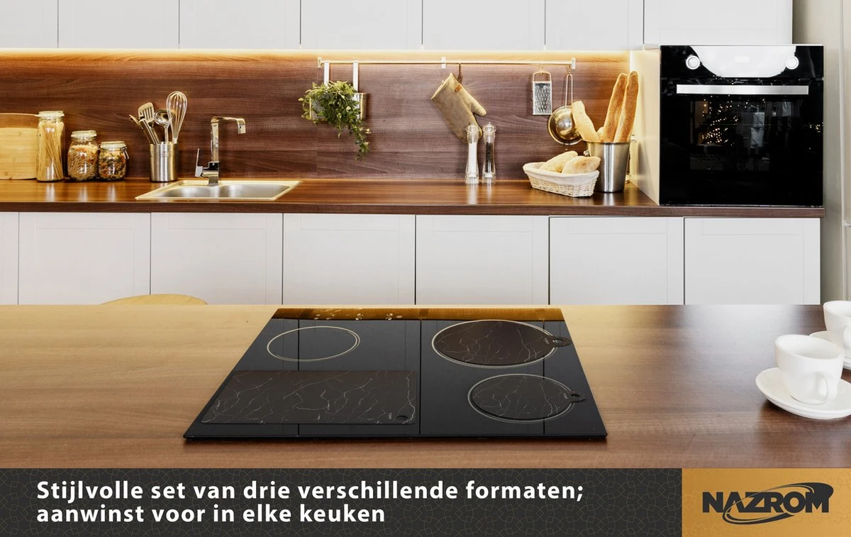 NAZROM® Inductie Beschermer – Stijlvolle Set Panbeschermers Voor Kookplaat – Inductie Mat Voor Elk Formaat Inductie Kookplaat En Kookzone - Bescherming Tot 260°C - Duurzame Afdekplaat - Marmer 2 NAZROM® Inductie Beschermer – Stijlvolle Set Panbeschermers Voor Kookplaat – Inductie Mat Voor Elk Formaat Inductie Kookplaat En Kookzone - Bescherming Tot 260°C - Duurzame Afdekplaat - Marmer - Afbeelding 2