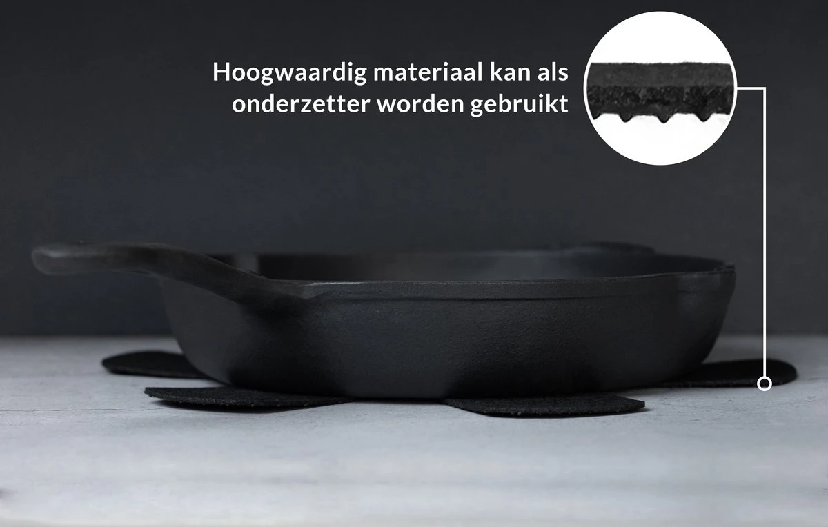 Belluci 6 Stuks Pannenbeschermer Zwart Met Anti Slip - Pannenonderzetter Hittebestendig - Pannen Beschermers Tussenlegger - Onderzetters - Ø38cm 5 Belluci 6 Stuks Pannenbeschermer Zwart Met Anti Slip - Pannenonderzetter Hittebestendig - Pannen Beschermers Tussenlegger - Onderzetters - Ø38cm - Afbeelding 5