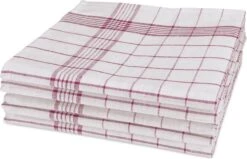 Treb Horecalinnen Glasdoeken 4 Stuks Wit Met Rode Lijnen 70x70cm - Treb Towels -Merkloos Winkel 1200x774