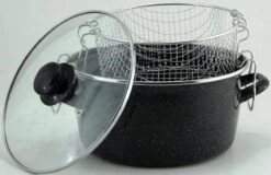 Frituurpan Emaille Met Glazen Deksel En Korf - Ø 26cm - Zwart 5 Frituurpan Emaille Met Glazen Deksel En Korf - Ø 26cm - Zwart -Merkloos Winkel 1200x779 4