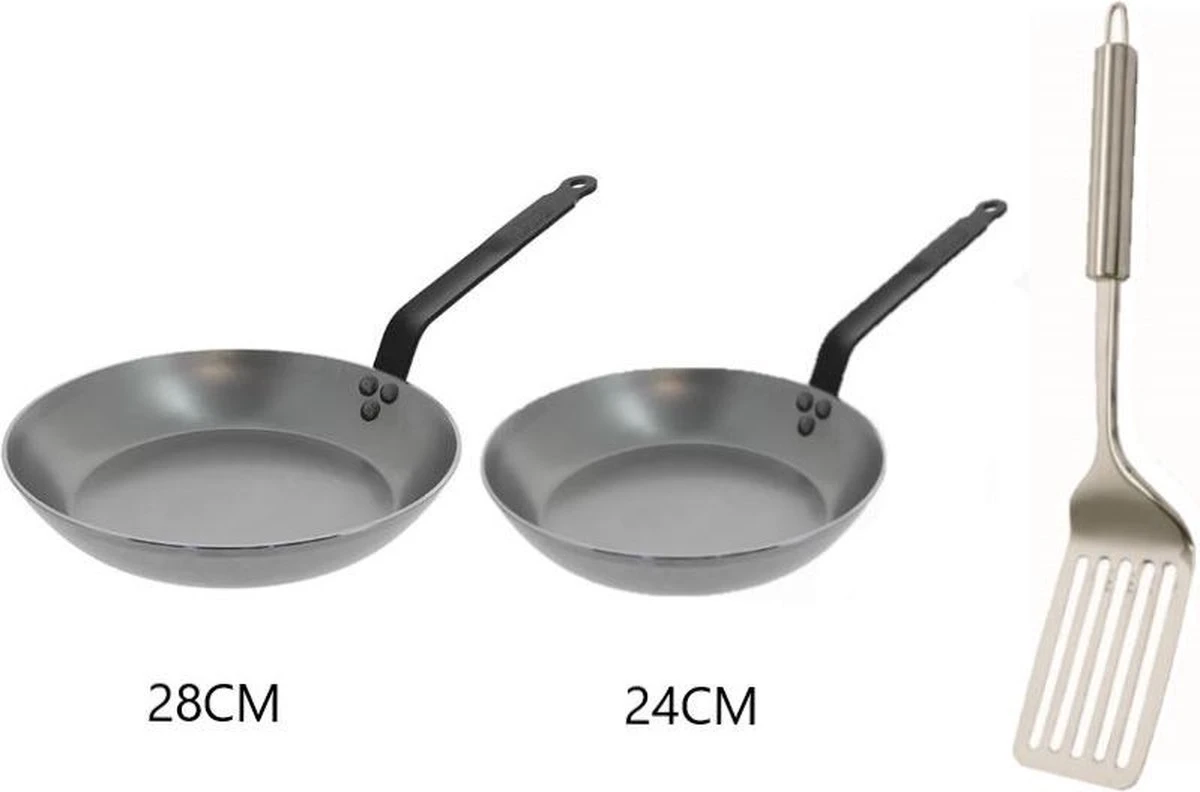 DeBuyer Carbone Plus Koekenpannenset Inductie - Zonder Anti Aanbaklaag - Gratis Spatel - Alle Warmtebronnen 4 DeBuyer Carbone Plus Koekenpannenset Inductie - Zonder Anti Aanbaklaag - Gratis Spatel - Alle Warmtebronnen - Afbeelding 4