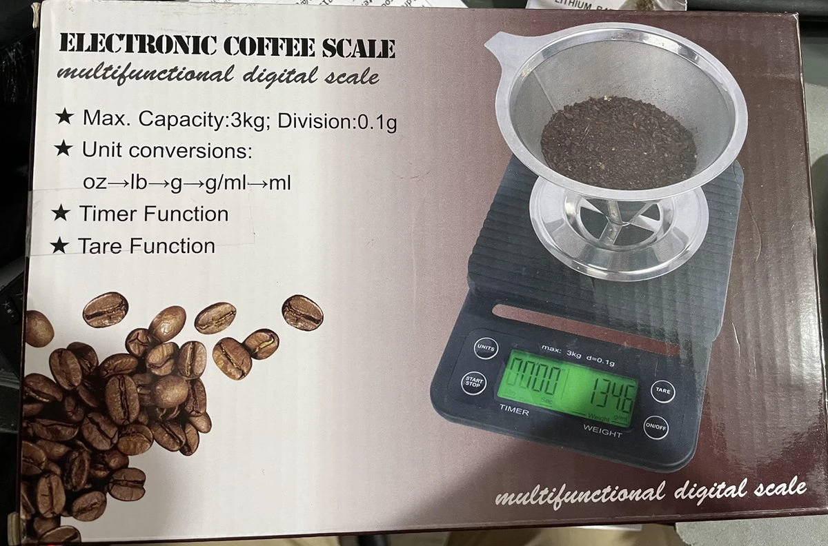 BaristaPro Weegschaal Met Timer - 0.1 Gram Tot 3000 Gram + GRATIS BaristaPro Microvezeldoek Met Haak 50x30cm 2 BaristaPro Weegschaal Met Timer - 0.1 Gram Tot 3000 Gram + GRATIS BaristaPro Microvezeldoek Met Haak 50x30cm - Afbeelding 2