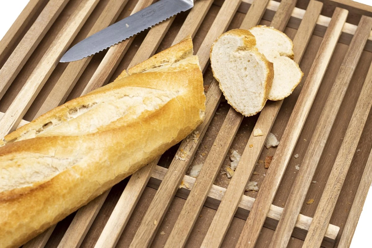 APS-Germany® Houten Snijplank Met Opvangbak En Antislip - Broodsnijplank - 48,0 X 34,0 X 3,5 Cm - Broodplank - Acacia Hout 3 APS-Germany® Houten Snijplank Met Opvangbak En Antislip - Broodsnijplank - 48,0 X 34,0 X 3,5 Cm - Broodplank - Acacia Hout - Afbeelding 3