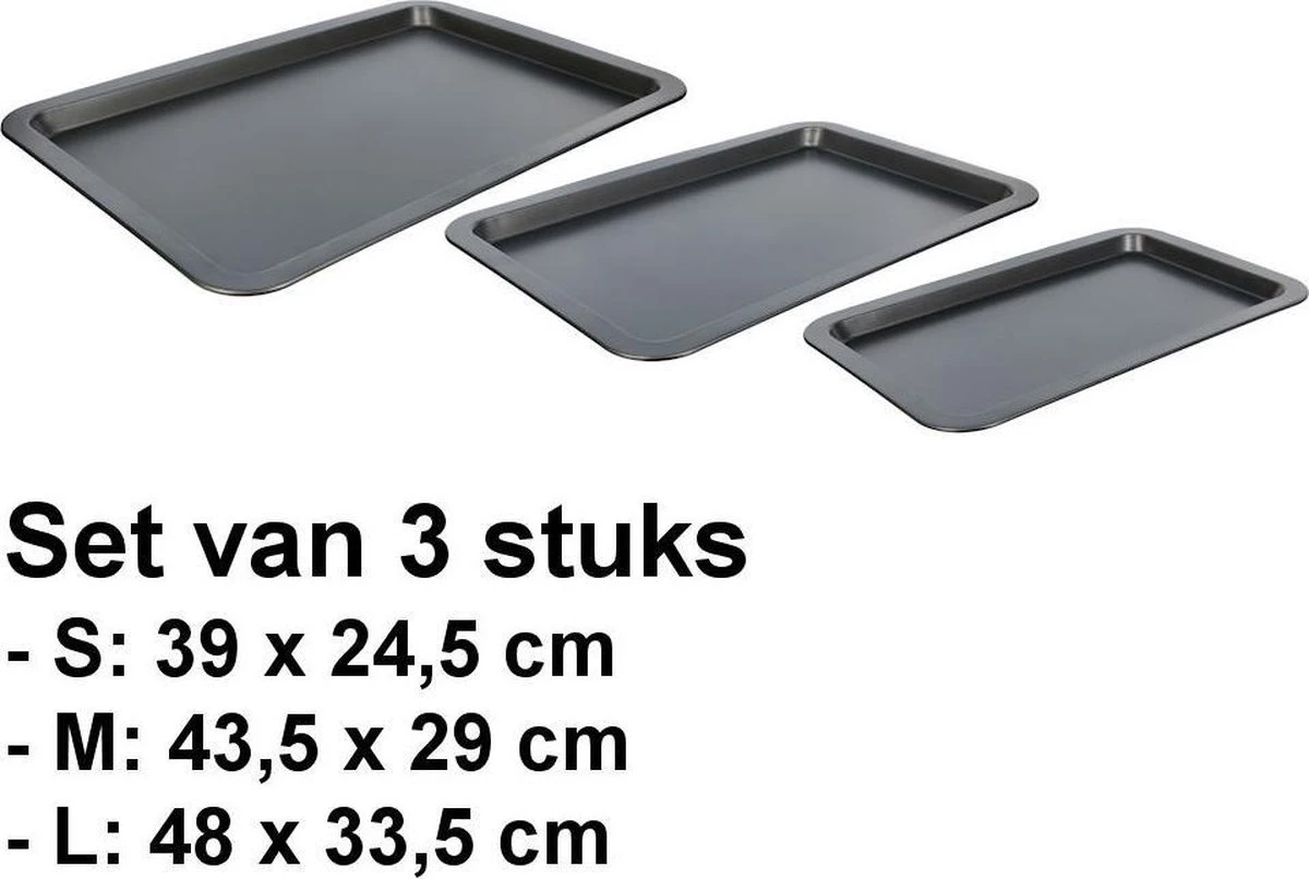 Merkloos Decopatent® Bakplaten - SET Van 3 Stalen Bakplaten - Bakplaat Voor Oven - Anti-aanbak Laag - Rechthoekige Ovenplaat - Ovenbakplaat 2 Merkloos Decopatent® Bakplaten - SET Van 3 Stalen Bakplaten - Bakplaat Voor Oven - Anti-aanbak Laag - Rechthoekige Ovenplaat - Ovenbakplaat - Afbeelding 2