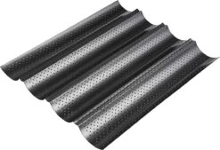 Feelino Stokbrood Bakvorm - Broodvorm - 4 Stokbroden - Stokbroodvorm - Geperforeerd - Baguettes - Baguetteplaat - Antiaanbaklaag