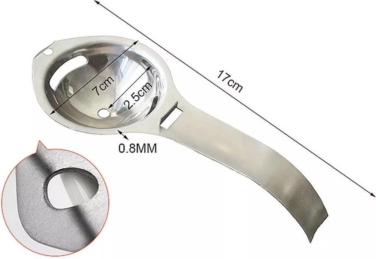 Merkloos Professionele Ei-scheider - Ei Scheiden - Ei Splitser Splitsen - Eidooier Scheider - Eiwit - Eigeel - RVS - Zilver - Eierscheider - Eischeider Met Slagkant RVS 2 Merkloos Professionele Ei-scheider - Ei Scheiden - Ei Splitser Splitsen - Eidooier Scheider - Eiwit - Eigeel - RVS - Zilver - Eierscheider - Eischeider Met Slagkant RVS - Afbeelding 2