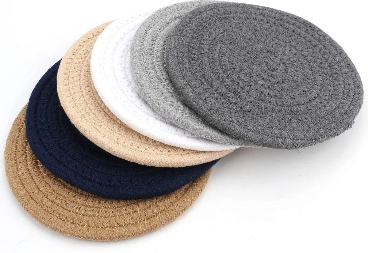 Pannen Onderzetters 6 Stuks - Katoen Geweven - Hittebestendig - Pannenonderzetter 3 Pannen Onderzetters 6 Stuks - Katoen Geweven - Hittebestendig - Pannenonderzetter - Afbeelding 3