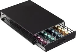 Navaris Capsulehouder Met Lade - IJzeren Houder Voor Koffiecups - Geschikt Voor Nespresso Vertuo Cups - Opberglade Voor 40 Koffiecapsules