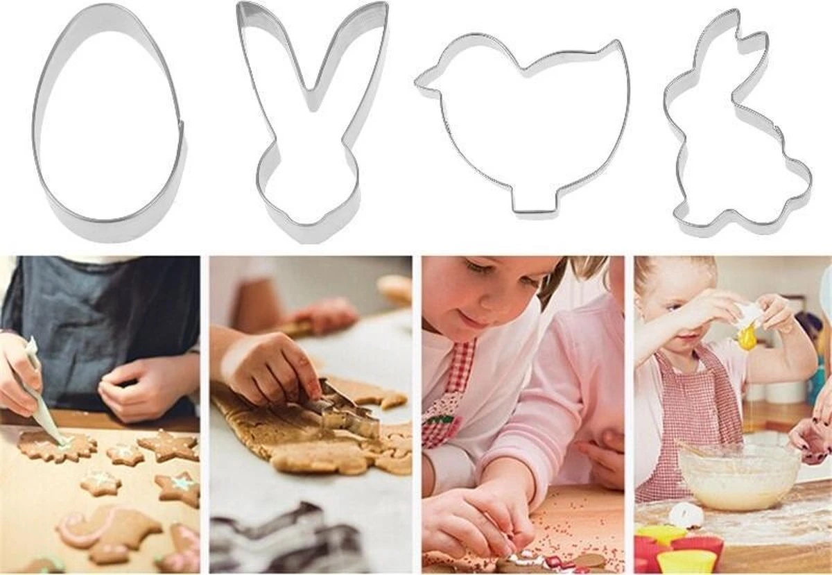 GENERIC Paas Voorjaar Uitsteekvormen RVS 4-delig Ø 6.5-9.5cm | Paashaas Kuiken Konijn Ei | Uitsteekvormpjes Pasen | Uitsteekvorm Koekjesvorm 5 GENERIC Paas Voorjaar Uitsteekvormen RVS 4-delig Ø 6.5-9.5cm | Paashaas Kuiken Konijn Ei | Uitsteekvormpjes Pasen | Uitsteekvorm Koekjesvorm - Afbeelding 5