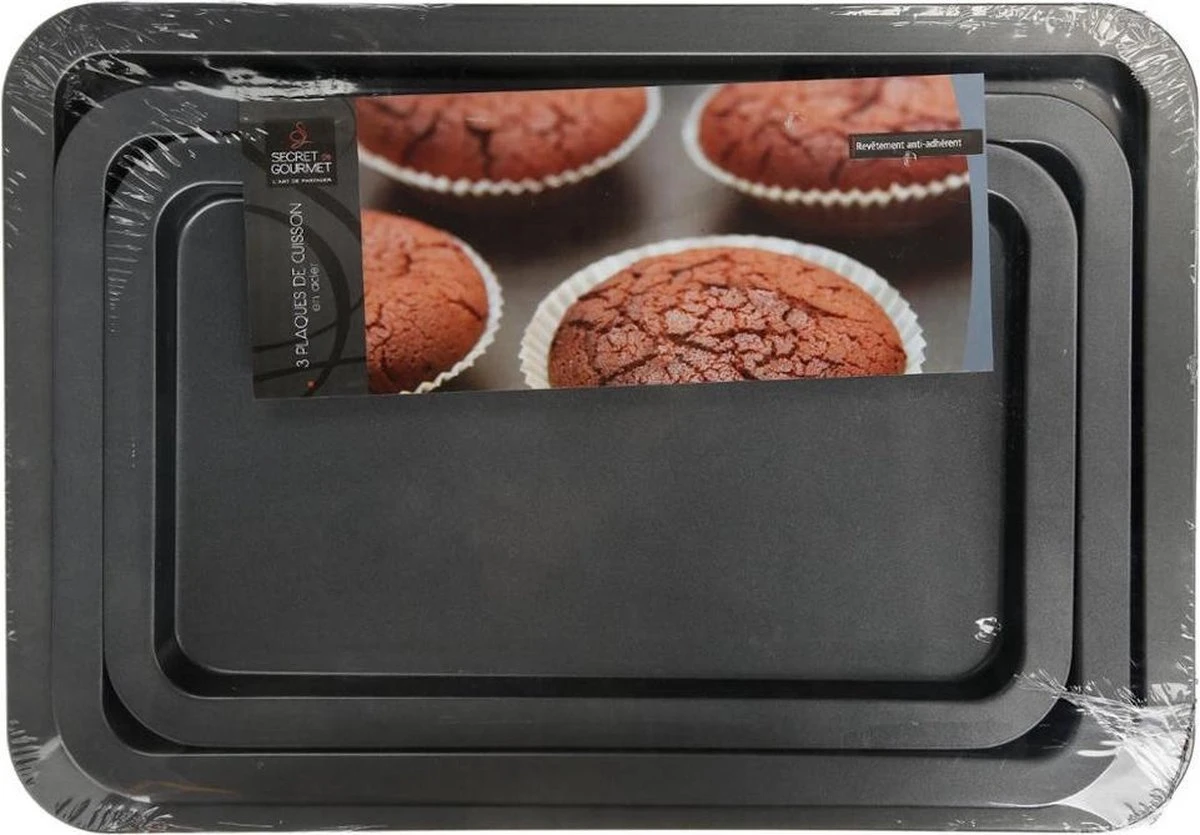 Merkloos Decopatent® Bakplaten - SET Van 3 Stalen Bakplaten - Bakplaat Voor Oven - Anti-aanbak Laag - Rechthoekige Ovenplaat - Ovenbakplaat 4 Merkloos Decopatent® Bakplaten - SET Van 3 Stalen Bakplaten - Bakplaat Voor Oven - Anti-aanbak Laag - Rechthoekige Ovenplaat - Ovenbakplaat - Afbeelding 4