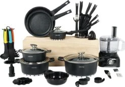 Swiss Pro+ - SWP41D22 - Pannenset 41 Delig - Foodprocessor - Messenblok 8 Delig - Kookgerei Set Met Houder 7 Delig - Starters Pakket - 2022 Serie - Limited Edition -uitzet -Merkloos Winkel 1200x839 4