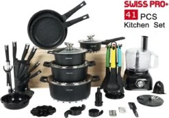 Swiss Pro+ - SWP41D22 - Pannenset 41 Delig - Foodprocessor - Messenblok 8 Delig - Kookgerei Set Met Houder 7 Delig - Starters Pakket - 2022 Serie - Limited Edition -uitzet -Merkloos Winkel 1200x839 5