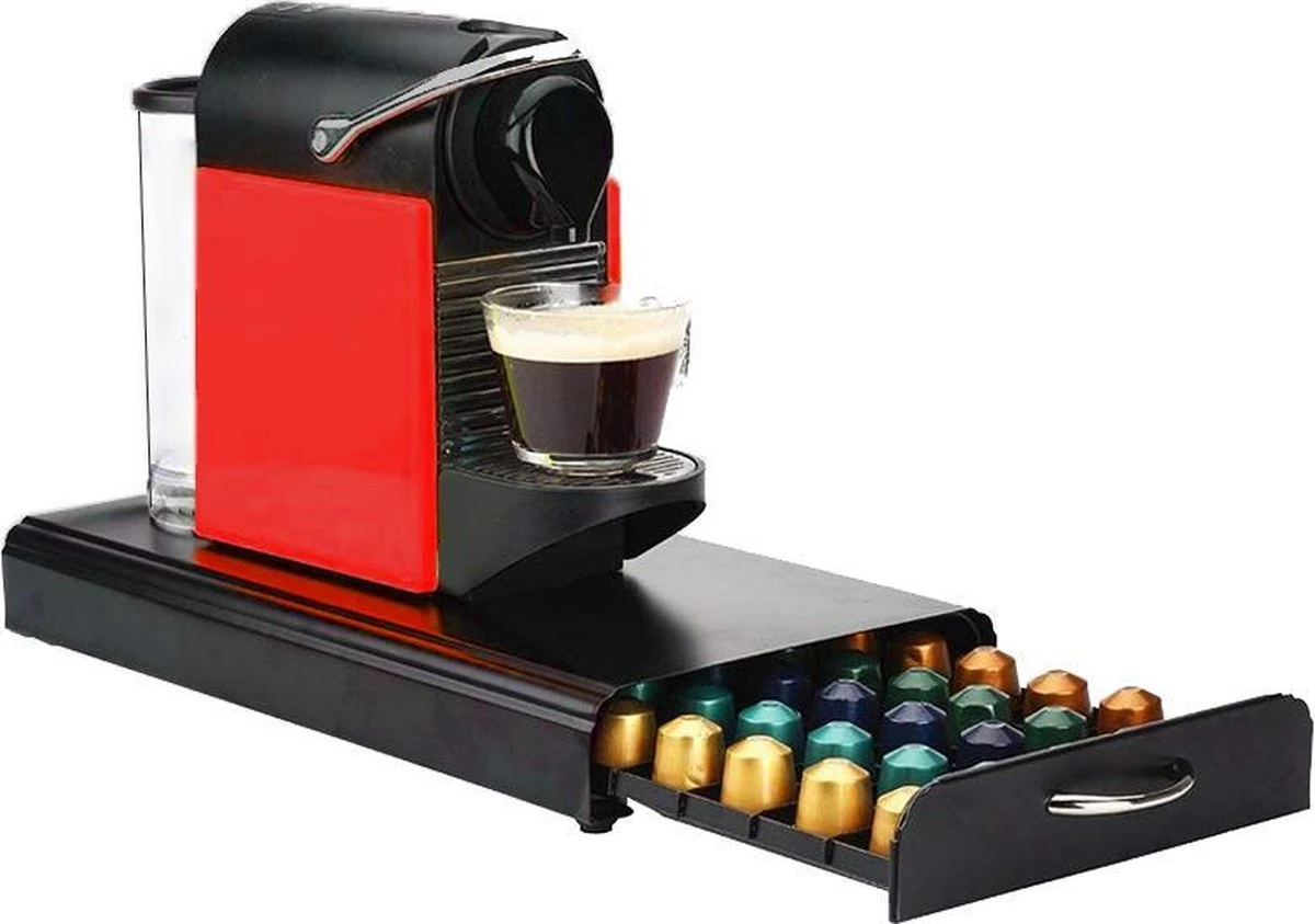 Luxe Nespresso Capsule Houder Met Lade - Espresso Koffie Pad En Cups Houder - 50 Capsules 1 Luxe Nespresso Capsule Houder Met Lade - Espresso Koffie Pad En Cups Houder - 50 Capsules