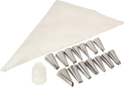 Krumble Spuitzak Met 14 Spuitmondjes - Herbruikbaar - Siliconen En RVS - Garneerspuit - Wit