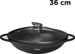 BIKO - Wokpan Ø 36 Cm - Marmeren Coating - Glazen Deksel - Wadjan - Zwart 7 BIKO - Wokpan Ø 36 Cm - Marmeren Coating - Glazen Deksel - Wadjan - Zwart -Merkloos Winkel 1200x866 1