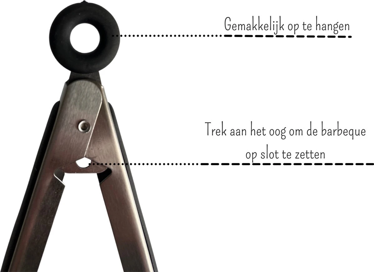 Merkloos RVS - Vleestang - BBQ Tang - Barbecue Accessoires - Keuken Tang - Anti Slip Handvat Met Slot - Salade Tang - 5 Merkloos RVS - Vleestang - BBQ Tang - Barbecue Accessoires - Keuken Tang - Anti Slip Handvat Met Slot - Salade Tang - - Afbeelding 5