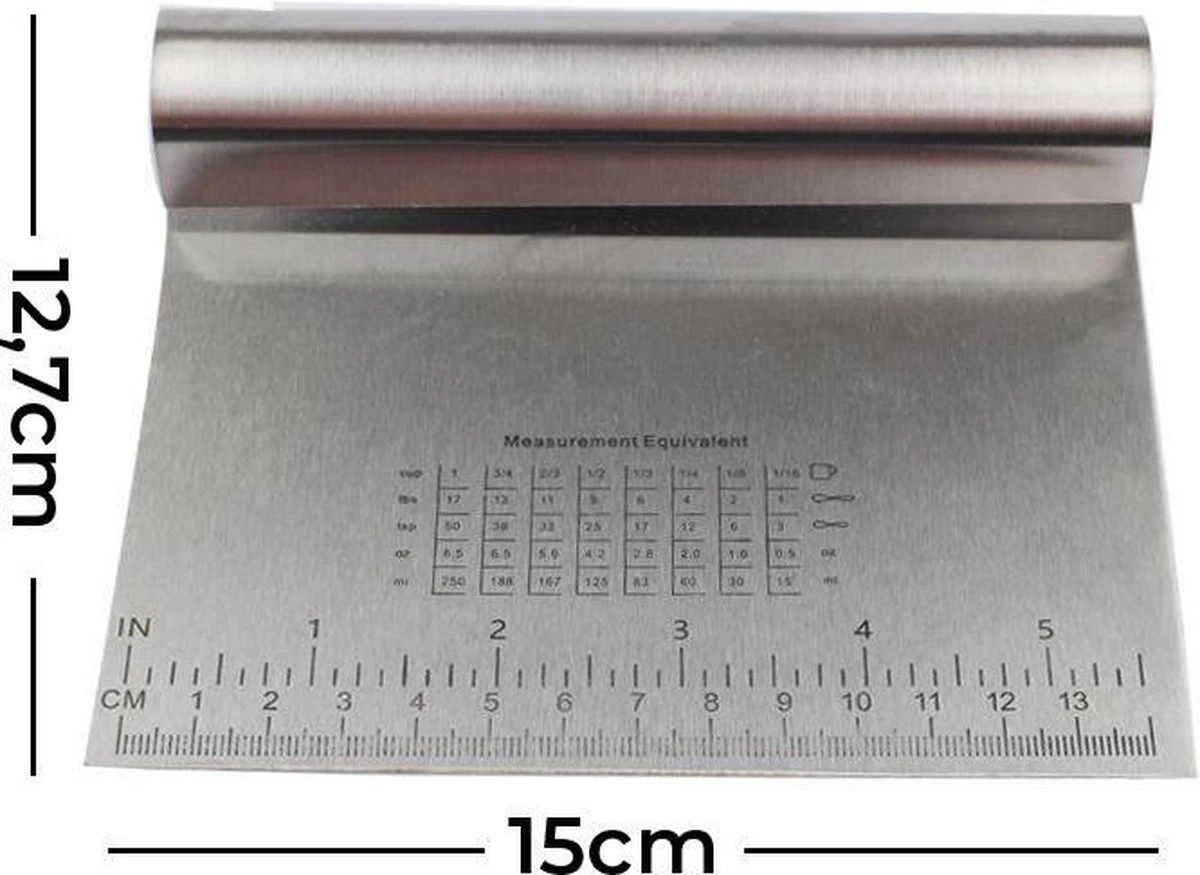 Merkloos Deegsnijder - Deegschraper - Deegsteker - Deegkrabber - Gladstrijker - Keukenschraper - RVS - Inclusief Maateenheden 4 Merkloos Deegsnijder - Deegschraper - Deegsteker - Deegkrabber - Gladstrijker - Keukenschraper - RVS - Inclusief Maateenheden - Afbeelding 4
