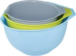 Merkloos Beslagkommen Set - Blauw / Groen / Grijs - Schalen - Mengkommen - 3 Delig - Kunststof - 1.5L / 2L / 2.5L