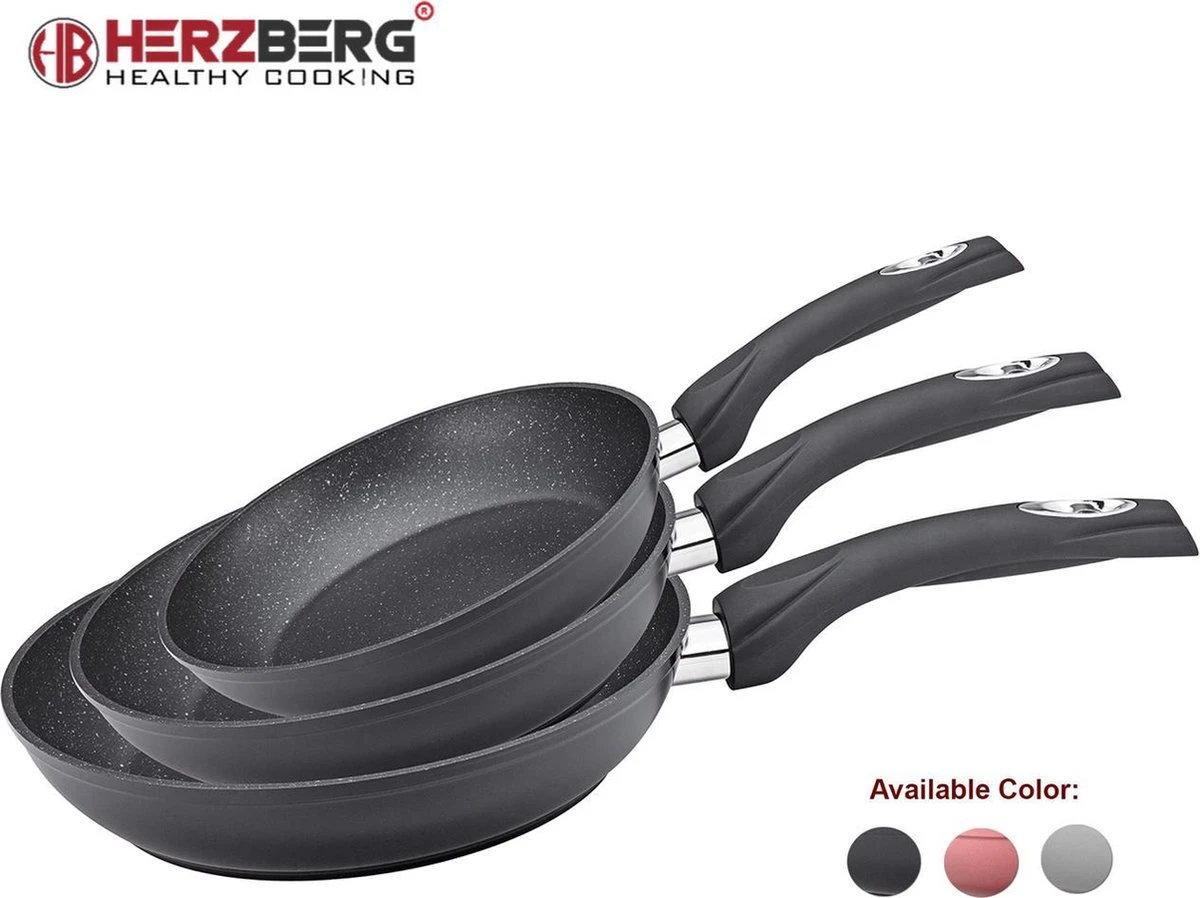 Herzberg HG-FP3: 3-Delige Koekenpan Van Gesmeed Aluminium 20/24/28 - ZILVER 3 Herzberg HG-FP3: 3-Delige Koekenpan Van Gesmeed Aluminium 20/24/28 - ZILVER - Afbeelding 3