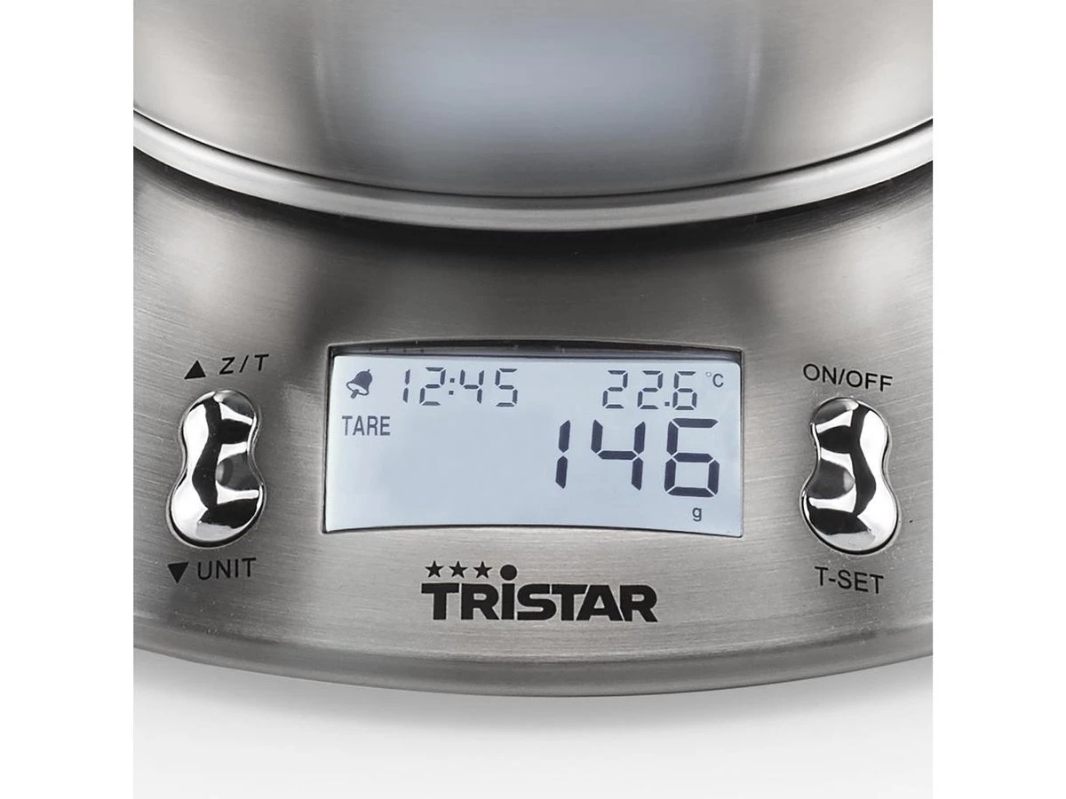 Tristar KW-2436 Keukenweegschaal – Weegschaal Keuken Met Afneembare Kom - 2.5 Liter – Tot 5 Kilogram - RVS 2 Tristar KW-2436 Keukenweegschaal – Weegschaal Keuken Met Afneembare Kom - 2.5 Liter – Tot 5 Kilogram - RVS - Afbeelding 2