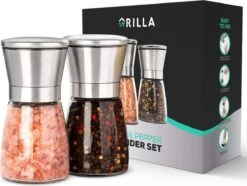 Peper En Zoutmolen Set - RVS Zout En Peperstel - Zoutvaatje En Pepermolen - 2 In 1