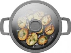 BergHOFF Leo Hapjespan Stone - 28 Cm - Met Glazen Deksel -Merkloos Winkel 1200x904 1