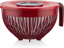 Folly Life - Beslagkom - Roerkom - Mixer Kom- 3 Liter - Met Spatdeksel - Rood