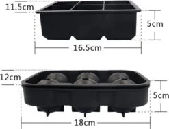 Luxe IJsblokvormen - Set Van 2 - 6 Grote Ronde Ijsballen En 6 Vierkante Ijsblokken - Voedselveilig Siliconen - Zwart 12 Luxe IJsblokvormen - Set Van 2 - 6 Grote Ronde Ijsballen En 6 Vierkante Ijsblokken - Voedselveilig Siliconen - Zwart -Merkloos Winkel 1200x913 5