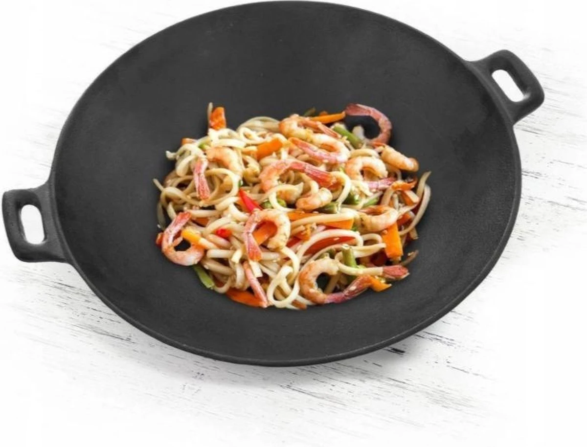 Cast Iron Wokpan / Wadjan Gietijzer - ø 31 Cm - Zonder Anti-aanbaklaag 4 Cast Iron Wokpan / Wadjan Gietijzer - ø 31 Cm - Zonder Anti-aanbaklaag - Afbeelding 4