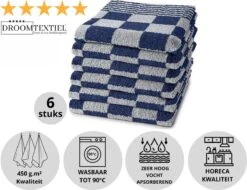 Droomtexiel® Horeca Kwaliteit Katoenen Theedoeken & Keukendoeken Set - 6x Theedoeken + 6x Keukendoeken - Blauw Wit - -Merkloos Winkel 1200x924