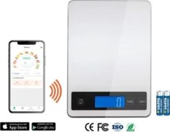 Hermanos® Digitale Precisie Keukenweegschaal - Weegschaal Keuken - 1 Gr Tot 15 Kg - Tarra Functie - Bluetooth Met Voedingsapp - Incl. Batterijen - RVS -Merkloos Winkel 1200x927 8