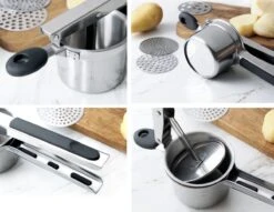 YUGN Aardappelpers Pureeknijper - Pureestamper - RVS - Inclusief 3 Verschillende Structuur Schijven - Cadeau Tip -Merkloos Winkel 1200x929 5