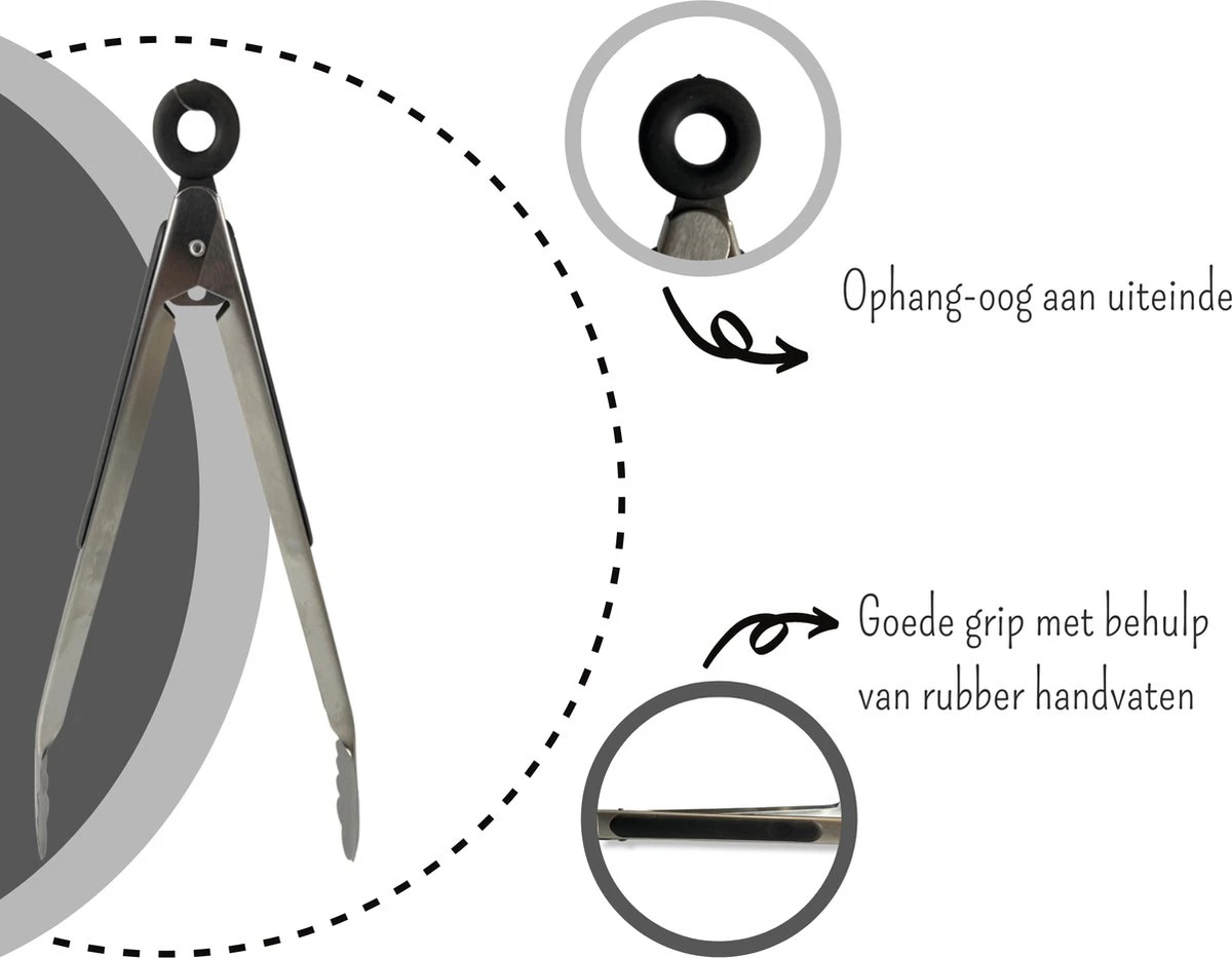 Merkloos RVS - Vleestang - BBQ Tang - Barbecue Accessoires - Keuken Tang - Anti Slip Handvat Met Slot - Salade Tang - 4 Merkloos RVS - Vleestang - BBQ Tang - Barbecue Accessoires - Keuken Tang - Anti Slip Handvat Met Slot - Salade Tang - - Afbeelding 4