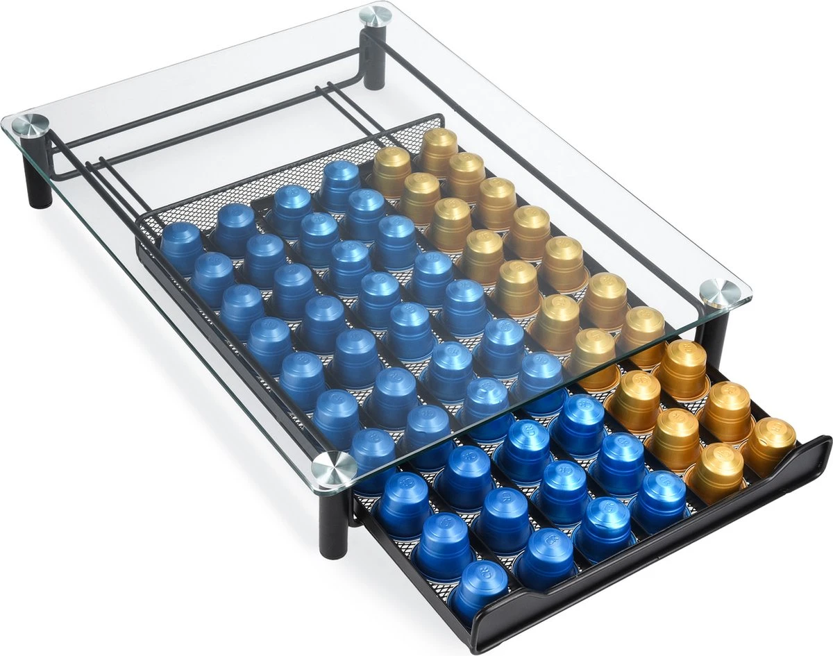 Navaris Espresso Capsulehouder Met Lade - Koffiecuphouder Met Lade - Opbergbox Geschikt Voor Nespresso Cups - 60 Koffiecups - 30 X 40 X 6,5cm - Zwart 1 Navaris Espresso Capsulehouder Met Lade - Koffiecuphouder Met Lade - Opbergbox Geschikt Voor Nespresso Cups - 60 Koffiecups - 30 X 40 X 6,5cm - Zwart