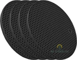 Pannenonderzetter- Pannenlappen - Onderzetters Voor Pannen - Ovenwanten - Hittebestendig - Siliconen Onderzetters - 4 Stuks - Zwart