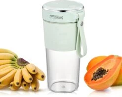 Royalty Line Mini Blender - Smoothie Maker - Compact Blender - Oplaadbare Blender - Accu – USB Oplaadbare Draagbare Mini Blender To Go – Mixer - 350ml - Mint Groen- Ideaal Voor De Zomerdagen