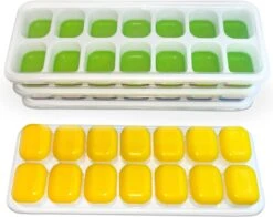 Siliconen IJsblokjesvorm Met Deksel (4 Stuks) - 56 Ijsblokjes - Herbruikbaar - Duurzaam - Vierkant - Blauw Groen Geel Roze -Merkloos Winkel 1200x952 8