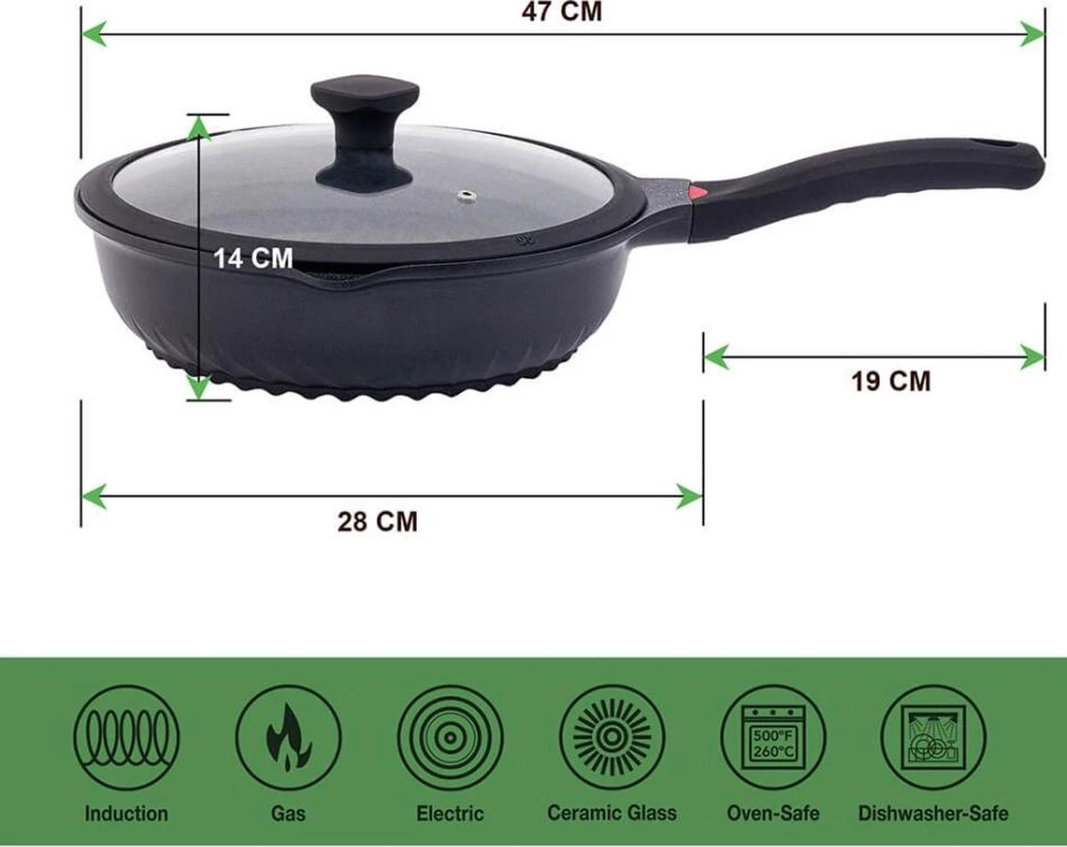 Wokpan - Multifunctionele 3 In 1 Pan Met Deksel + Wok + Hapjespan 28 Cm 3 Wokpan - Multifunctionele 3 In 1 Pan Met Deksel + Wok + Hapjespan 28 Cm - Afbeelding 3