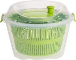 Excellent Houseware Slacentrifuge / Slazwierder / Sladroger Kunststof 5 Liter - Deksel Groen - Salade Spinner