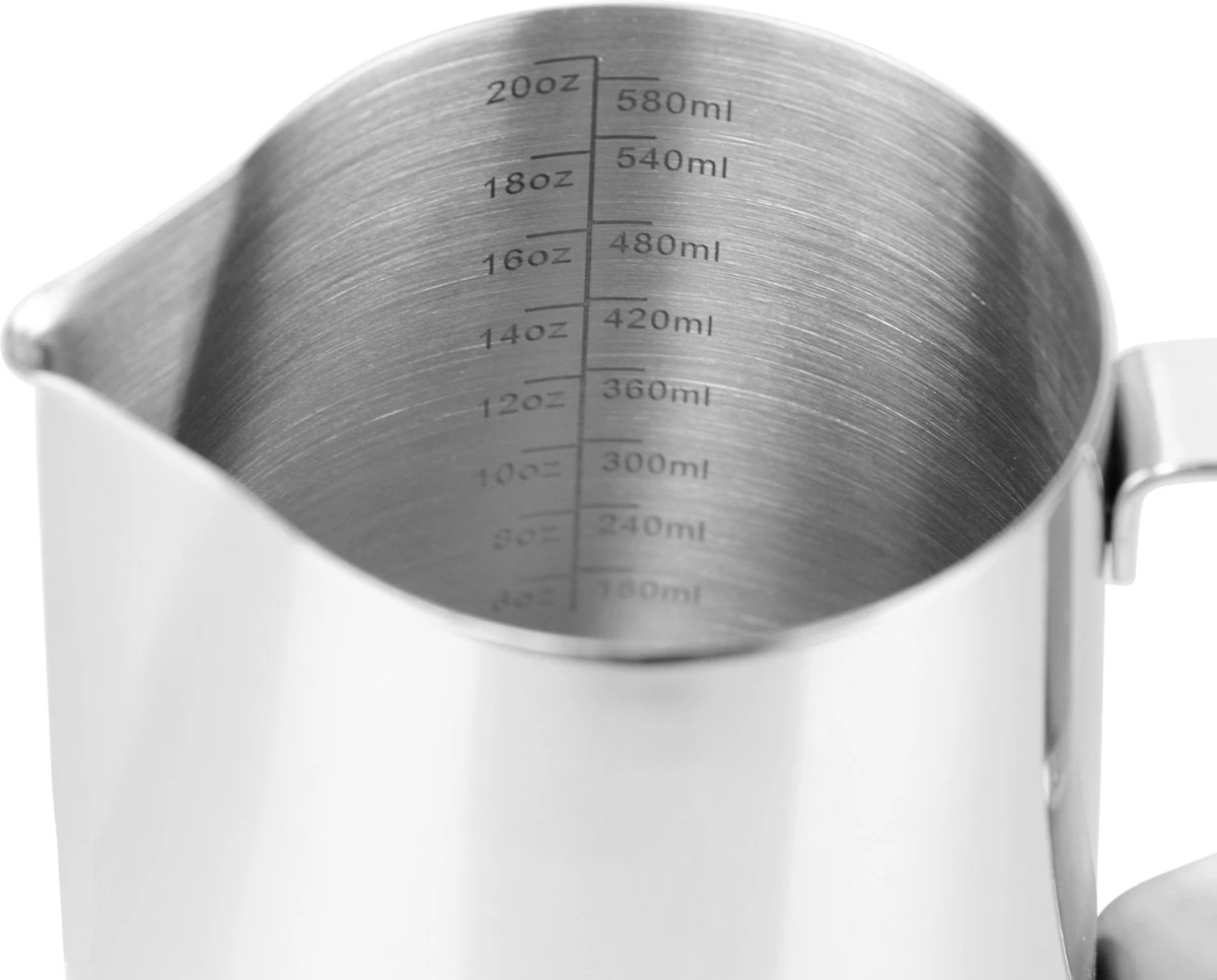 Leccur Barista Melkkan - Melkkannetje RVS - Melkopschuimkan 600ml 2 Leccur Barista Melkkan - Melkkannetje RVS - Melkopschuimkan 600ml - Afbeelding 2