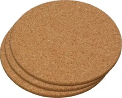 Merkloos 3x Ronde Pannen Onderzetters Van Kurk 20 Cm - Rond - Onderzetter Voor Pan - Kurken Onderzetters Set