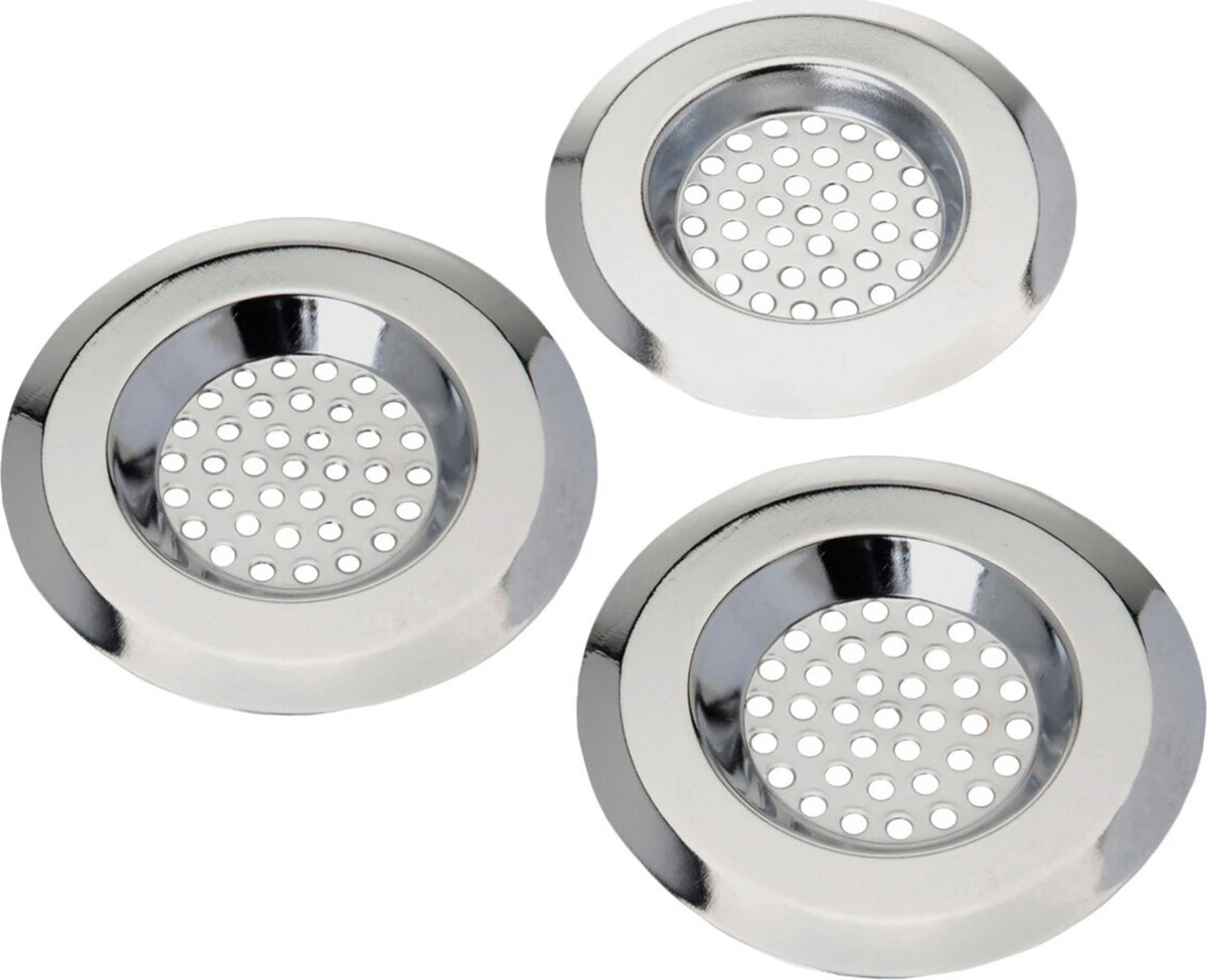 Merkloos Gootsteenzeefje 3 Stuks | Gootsteenfilter | Gootsteenzeef - RVS Zilver (2x) 8cm (1x) 6.5cm 1 Merkloos Gootsteenzeefje 3 Stuks | Gootsteenfilter | Gootsteenzeef - RVS Zilver (2x) 8cm (1x) 6.5cm