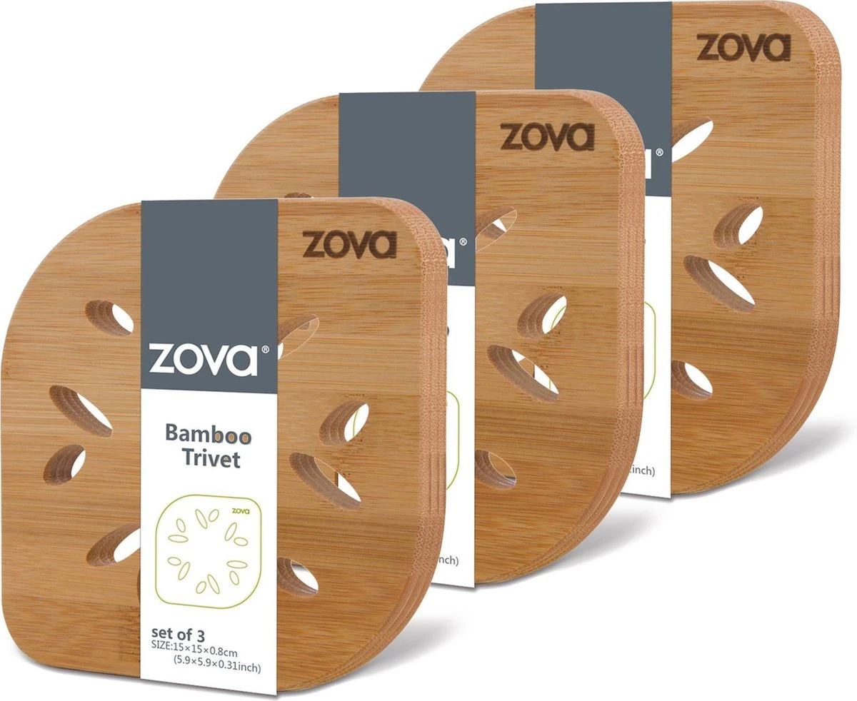 Zova 100% Bamboe - Pannen Onderzetters - Pannenbeschermers - Panonderzetters 3 Stuks 6 Zova 100% Bamboe - Pannen Onderzetters - Pannenbeschermers - Panonderzetters 3 Stuks - Afbeelding 6