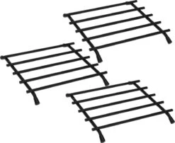 Merkloos 4x Metalen Zwarte Pannenonderzetters Vierkant 20 Cm - Keukenbenodigdheden - Kookbenodigdheden - Tafel Dekken - Pannenonderzetter - Pannen/schalen Onderzetters Van Metaal