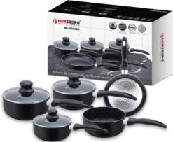 Herzberg HG-5003BK: 8 Pieces Marble Cookware Set - Black 11 Herzberg HG-5003BK: 8 Pieces Marble Cookware Set - Black -Merkloos Winkel 1200x987
